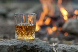 Glass of Scotch by the fire