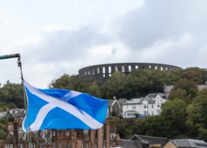 Saltire flag flying in Oban